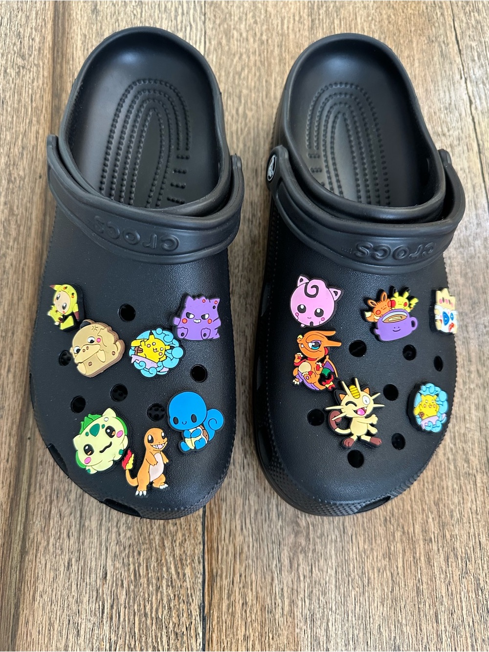 Crocs Classic Clog "Black" with Custom Pokémon Jibbitz Charms